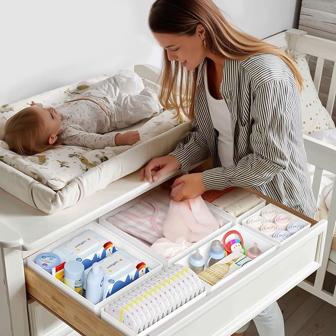 DIMJ Drawer Organizer Clothes - 20 Pack Closet Drawer Organizer Bins for Baby Clothes Storage, Fabric Dresser Organizer for Nursery Bedroom, Foldable Small Drawer Dividers for Underwear Socks - Image 2