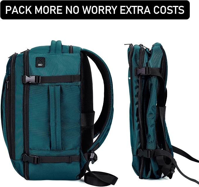 ECOHUB Travel Backpack 18x14x8 Spirit Airlines Personal Item Bag Carry On Backpack 13 Pockets Large Work Casual Daypack for men Airline Approved Waterproof Gym Backpack with Charging Port, Blue Green - Image 6