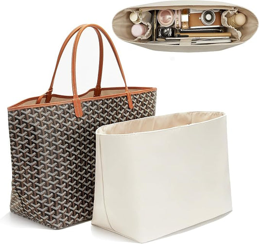 Nylon Tote Bag Organizer Insert, Purse Organizer Insert for Saint Louis PM Bags, Tote Insert for Goyard ST, Waterproof Inner Shaper with 13in Laptop Sleeve, Elastic Cup Holder & YKK Zipper by OAIKOR