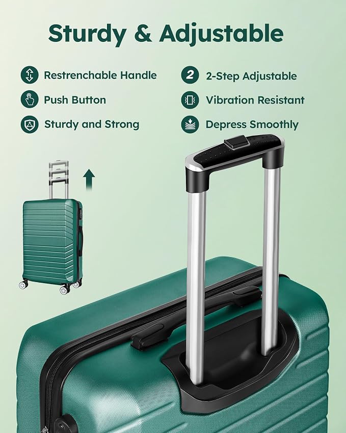 Suitour 11 Piece Travel Luggage Sets(32″/28″/24″/20″), 4 Piece Hardshell Suitcase with Wheels, 20inch Carry on Luggage, 24inch 28inch 32inch Checked Luggage(Dark Green) - Image 3