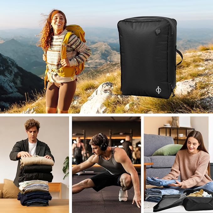 Vacuum Travel Bag for Luggage with Wireless Pump 35L, 180° Open Zipper, IP68 Waterproof, Reusable Compression Bags for travel to Save Space, Fits 20-28in Suitcase, Backpack, Cloth (2PC + Pump) - Image 7