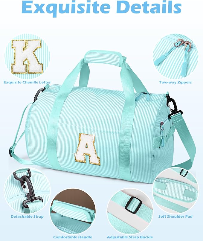 Granddaughter Gift from Grandmom, Girls Travel Duffle Bag, Kids Initial Overnight Bags with Shoe Compartment, Personalized Weekend Bag with Cosmetic Pouch, Birthday Gift for Her (Letter N) - Image 5