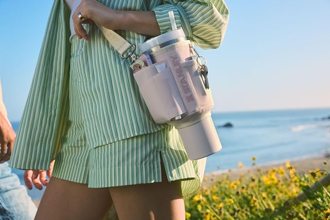 STANLEY All Day Quencher Carry All for 30 oz Tumbler with Handle | Crossbody Bag with Phone Holder Pocket, Card Sleeve & Detachable Strap | Water Bottle Carrier Bag | BPA-Free | Rose Quartz - Image 6