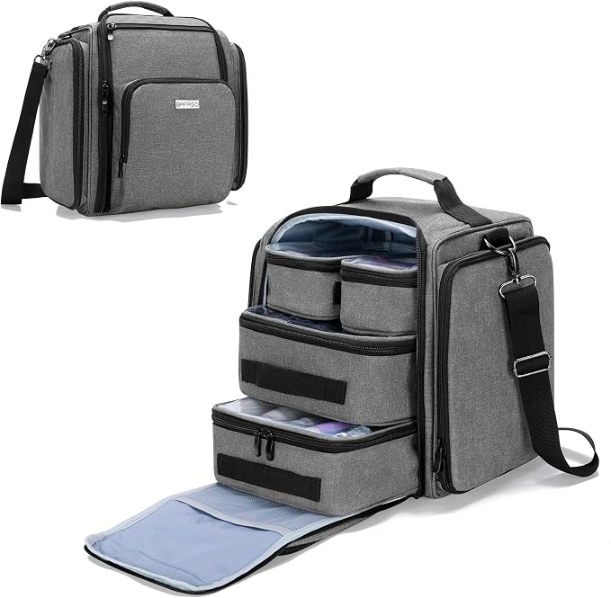 BAFASO Large Travel Toiletry Bag with 4 Removable Pouches, Gray | Multifunctional Makeup Bag for Toiletry Supplies. by BAFASO