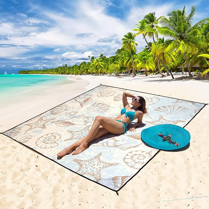 HIHOHO Beach Blanket Waterproof Sandproof Extra Large Beach Mat 79" X 83"/120"x108"for 1-8 Adults Quick Drying Durable Outdoor Picnic Mat for Beach Travel Camping Hiking - Image 5