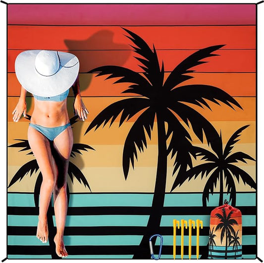 HIHOHO Beach Blanket Waterproof Sandproof Extra Large Beach Mat 79" X 83"/120"x108"for 1-8 Adults Quick Drying Durable Outdoor Picnic Mat for Beach Travel Camping Hiking by HIHOHO