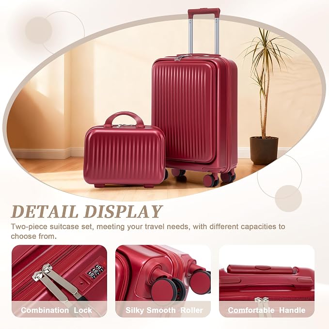 20/14 Inch Hardside Luggage, Lightweight Durable Suitcases with Spinner Wheels - Image 2