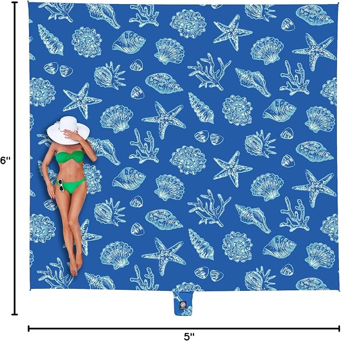 WEKAPO Beach Blanket Waterproof Sandproof Oversized, Extra Large Beach Mat Sand Free, Lightweight & Compact Sand Free Mat with 5 Stakes & 4 Corner Pockets - Image 10