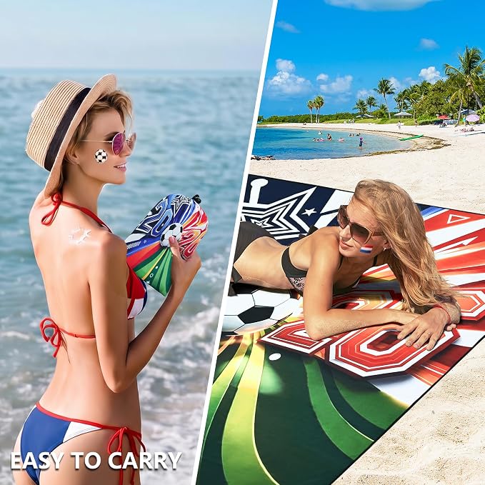 WIWIGO Beach Blanket Sandproof Extra Large Beach Mat Adults Waterproof Quick Drying Sand Free Mat Made By Premium Polyester with 4 Stakes & 4 Corner Pockets for Outdoor Travel Camping Hiking - Image 4