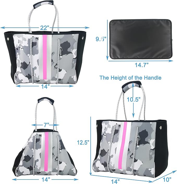 QOGiR Neoprene Multipurpose Beach Bag Tote with Inner Zipper Pocket … … … … - Image 5
