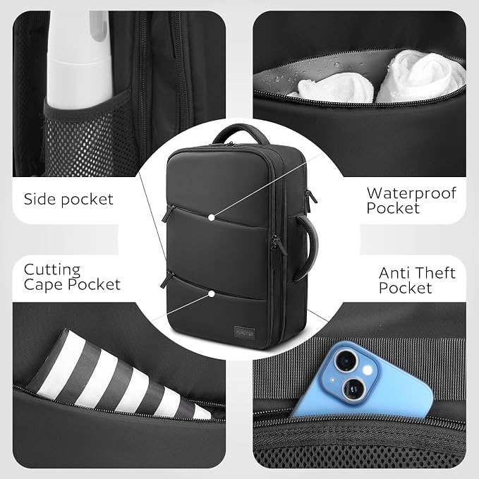 AUROTIER Barber Bag with Insulated Pocket, Portable Backpack for Clippers and Supplies, Travel Hairstylist Smart Bag, Hairdresser Case, Water-resistant, Black - Image 6