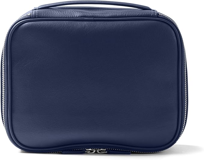 Leatherology Navy Blue Nested Travel Organizer Trio – 3-Piece Leather Packing Set with Mesh Pocket, Elastic Loops & Water-Resistant Lining – Compact Storage for Tech, Toiletries & Travel Essentials - Image 5