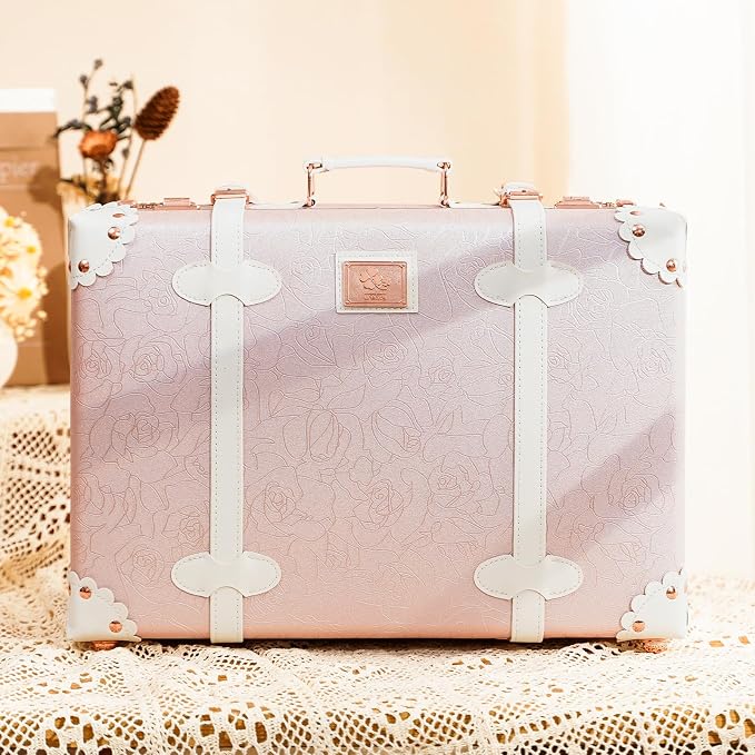 urecity Vintage and Cute Carry-on Overnight Case Non-wheeled Mini Leather Trunk Suitcase with Shoulder Strap - Image 2
