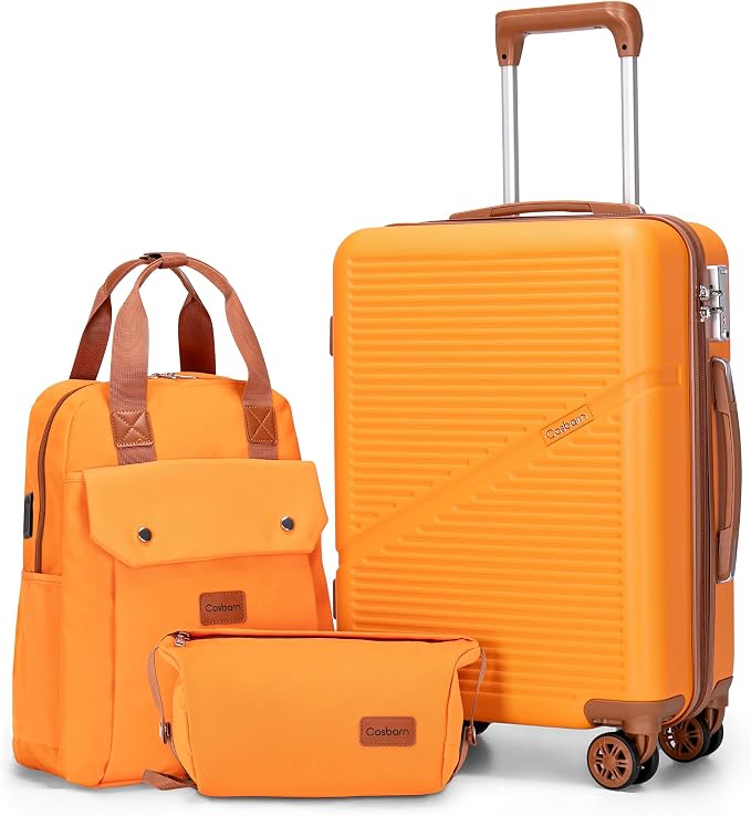 Cosbarn Carry On Luggage 22x14x9 Airline Approved, 20 Inch Carry on Suitcases with Wheels, ABS Lightweight Carry-on Luggage, Travel Suitcase Set with Wheels and TSA Lock by Cosbarn
