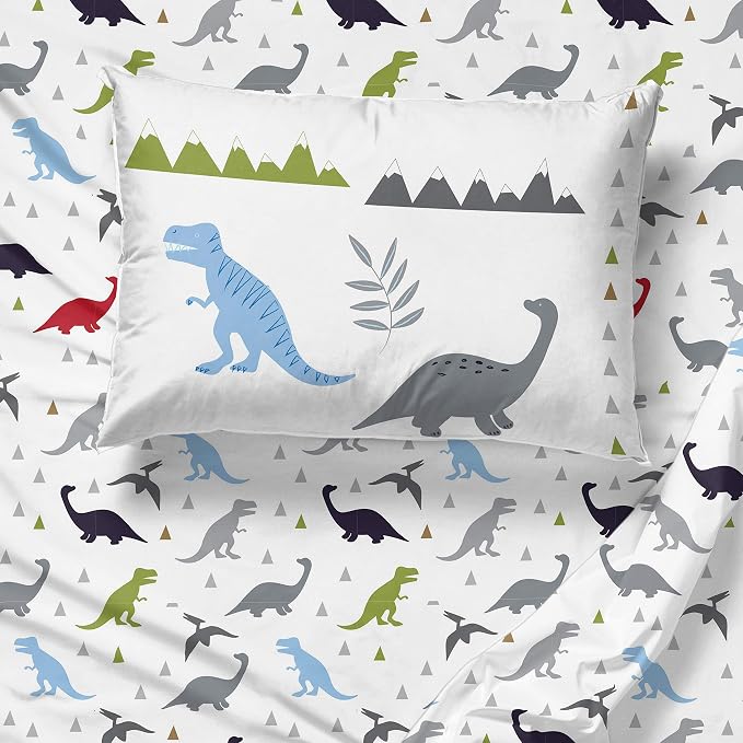 Trend Collector Dinosaur Toddler Comforter Set 4 Piece Bedding, Gray | Bed in a Bag, Comforter Sheets Pillowcase, Official Brand, Soft Microfiber, Machine Washable, Easy Care, Boys Gift - Image 5