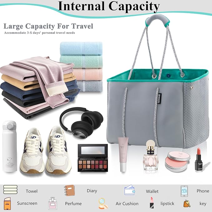 QOGiR Neoprene Multipurpose Beach Bag Tote with Inner Zipper Pocket … … … … - Image 5
