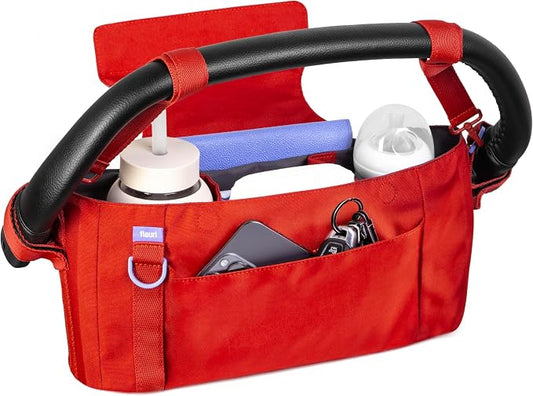 Ubbi Fleuri Anywhere Stroller Organizer, Features Front Zippered Pocket, 2 Cup Holders, Mesh Bag, Fits Most Strollers, Wild Poppy by Unknown