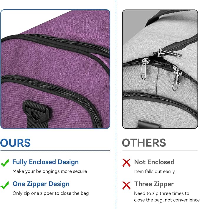 Large Garment Bag for Travel, Bukere Convertible Suit Travel Garment Duffel Bag for Women Business, Shoe Compartment, Detachable Shoulder Strap, 2 in 1 Hanging Suitcase Suit Travel Bags, Purple - Image 4