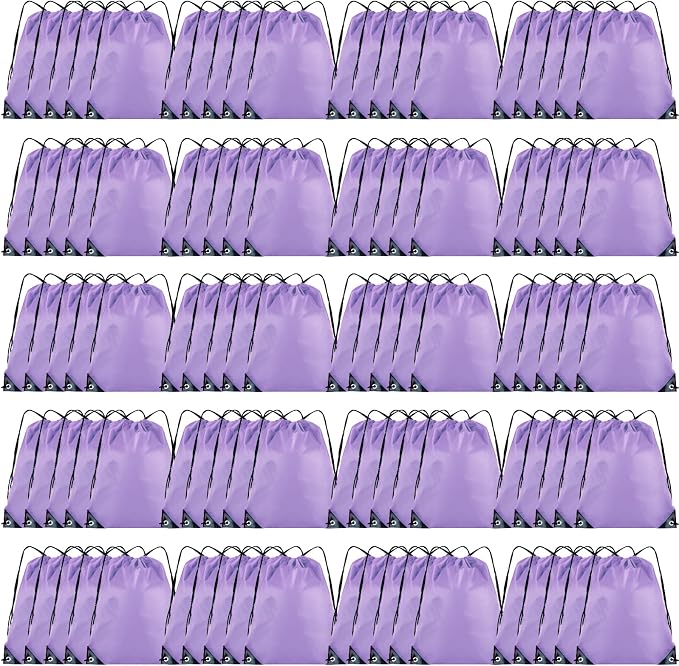 Grneric 100 Pieces Drawstring Backpack Bulk Cinch Sackpack Ployster Drawstring Bags for Gym Party Trip(Lavender) by Grneric