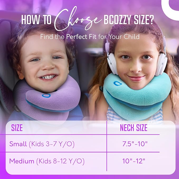 BCOZZY Kids Travel Neck Pillow (8-12 Y/O) – Patented Soft Child Pillow for Head & Chin Support in Car, Airplane, and Road Trip Sleeping. Adjustable Size. Carry Bag. Fully Washable. Medium, Gray - Image 5
