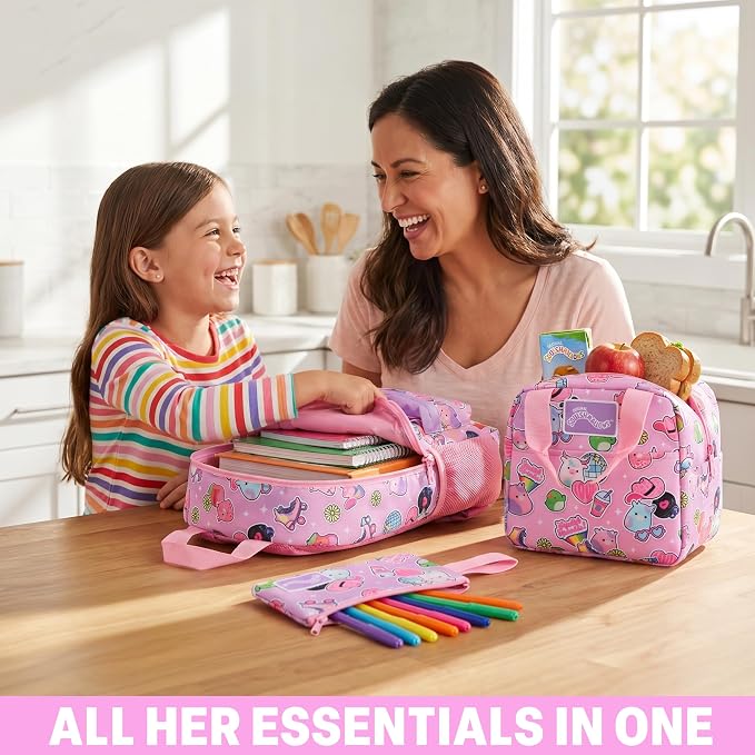 Get Trend Sanrio Squishmallows Girls Backpack, Lunch Bag & Pencil Case Set | 18 inch Kids Bookbag, Adjustable Padded Straps, Insulated Lunch Bag, Zipped Pencil Pouch, School Supplies, Gifts for Girls - Image 6