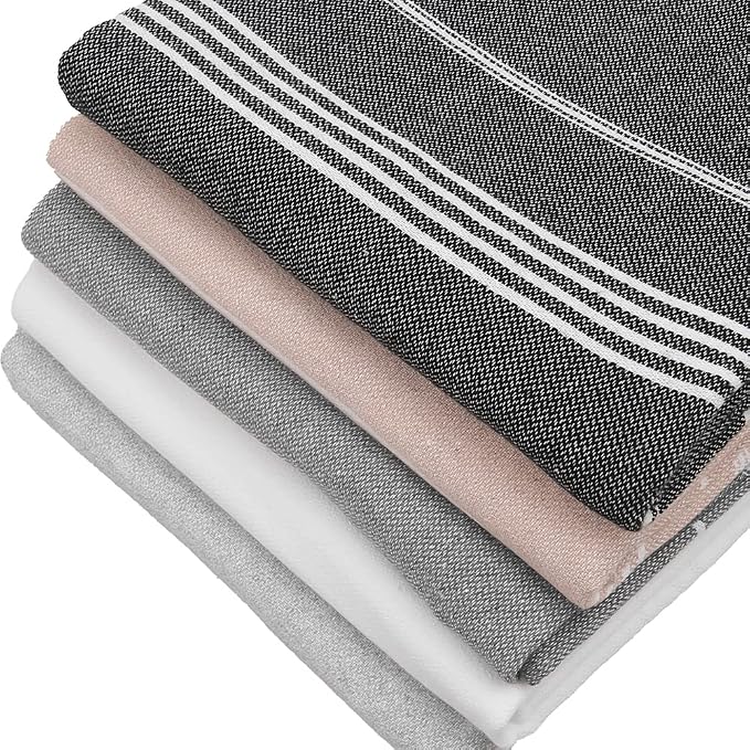 HAVLULAND Set of 5 Turkish Beach Towel Oversized 39x71 Turkish Bath Towels Highly Absorbent Quick Dry Extra Large Sand Free Beach Towels for Beach Pool Spa Gym Yoga Travel Camping Blanket by Havluland