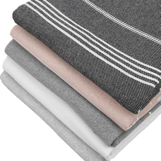 HAVLULAND Set of 5 Turkish Beach Towel Oversized 39x71 Turkish Bath Towels Highly Absorbent Quick Dry Extra Large Sand Free Beach Towels for Beach Pool Spa Gym Yoga Travel Camping Blanket by Havluland