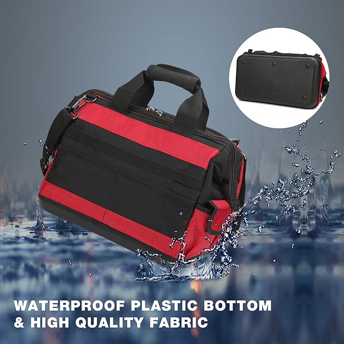 WORKPRO 16" Top Wide Mouth Tool Bag with Water Proof Rubber Base, Multi-Compartment, 46 Pockets, For Tool Organizer & Storage, W081122A - Image 3