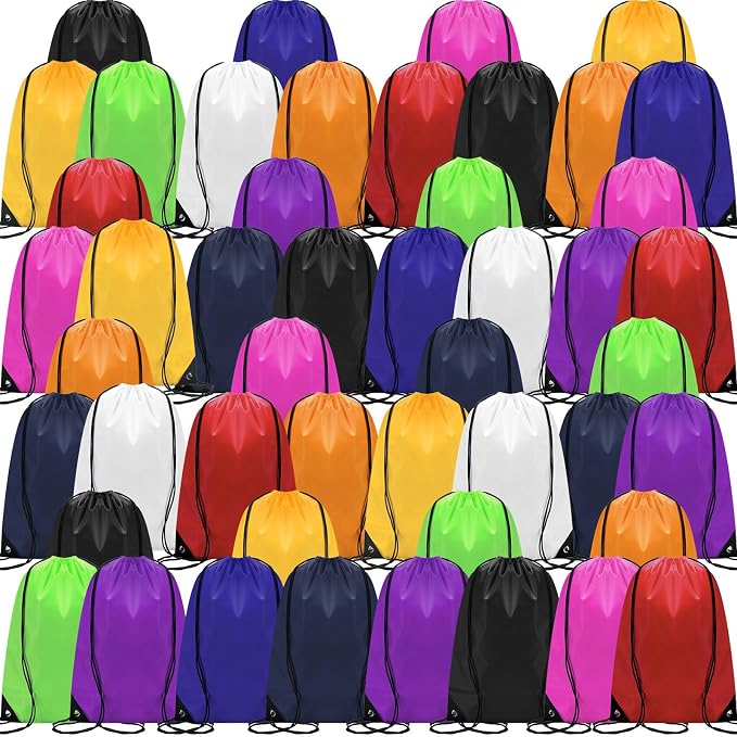 Shappy Drawstring Backpack Bulk Sports Gym Cinch Bag Polyester String Bag for Men Women(10 Colors,60 Pcs) by Shappy