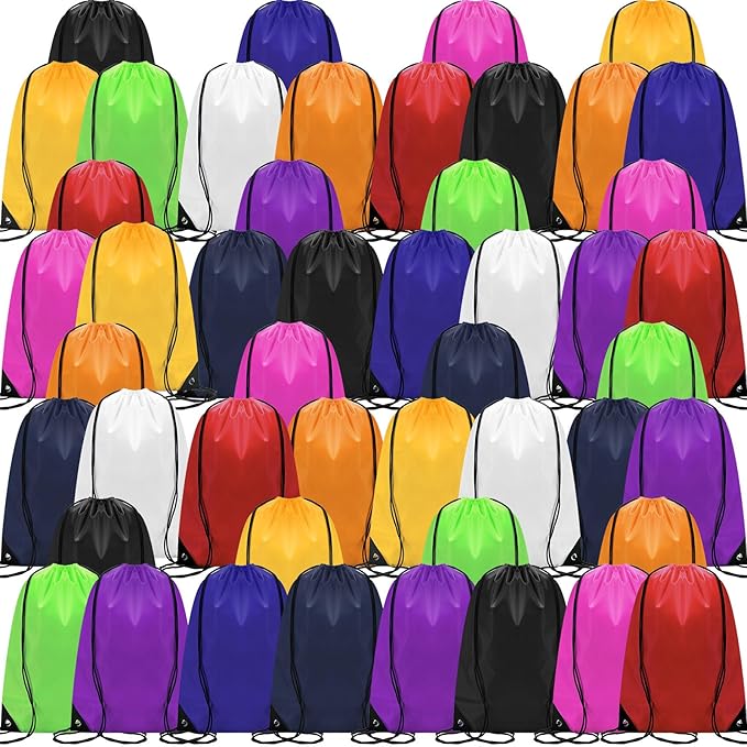 Shappy Drawstring Backpack Bulk Sports Gym Cinch Bag Polyester String Bag for Men Women(10 Colors,60 Pcs) by Shappy