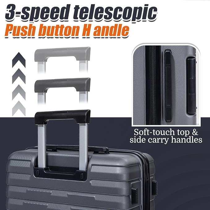 Cosbarn Luggage Sets 5 Piece Suitcases with Wheels, Suitcase Set ABS Hard Case Luggage with Lock Spinner Wheels Durable Travel Luggage - Image 3