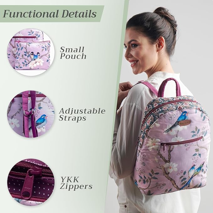 Maison d' Hermine Backpack for Women Men Cotton Shoulder Multipurpose Rucksack with Small Pouch Lightweight Multi Pocket Bag for Travel Work Beach Perfect for Spring Summer (Osaka) - Image 4