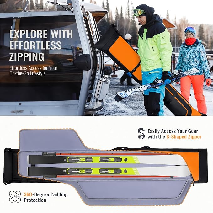GoHimal Ski Bag & Boot Bag Combo, Padded Ski Carrier | Fits Skis Up to 200CM, Fits Boots Up to US13, Safety Reinforced, Water-Resistant, Ski Travel Bag - Image 3