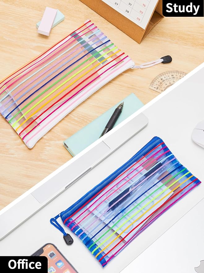 JARLINK Zipper Mesh Pouch, 40 Pcs multi-use Pencil Pouches in 10 Colors | Multipurpose Pencil Pouch Bulk for School, Office Supplies, Cosmetics, Makeup&Travel Accessories, Mixed Color - Image 6