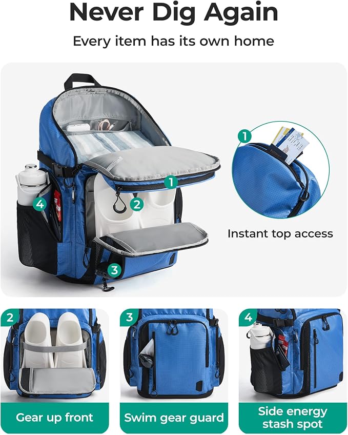 BAGSMART Gym Backpack for Men with Shoe Compartment for Multi-Sport | Water-Resistant Multi-Sport Gym Storage, Expandable Pocket Fits Basketball, Football, Shoe Compartment Separates Swim Gear - Image 3