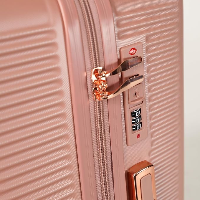 Merax Luggage Sets 4 Piece with Cosmetic Case TSA Lock, Hardside ABS Carry On Suitcase with YKK Zippers Lightweight Rolling Travel Luggage Sets with Spinner Wheels,14+20+24+28 IN,Rose Gold - Image 3