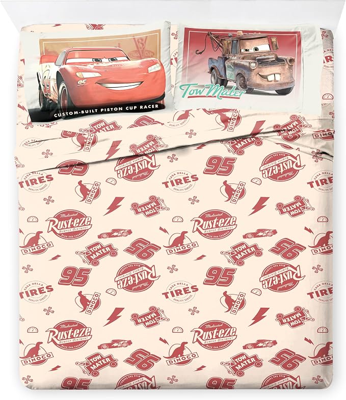 Jay Franco Kids Sheet Set with Fitted, Flat Sheets & Pillow Cover - Ultra-Soft Bedding with Pillowcase for Room Decor, Multi - Cars, 4 Piece Full by JayFranco
