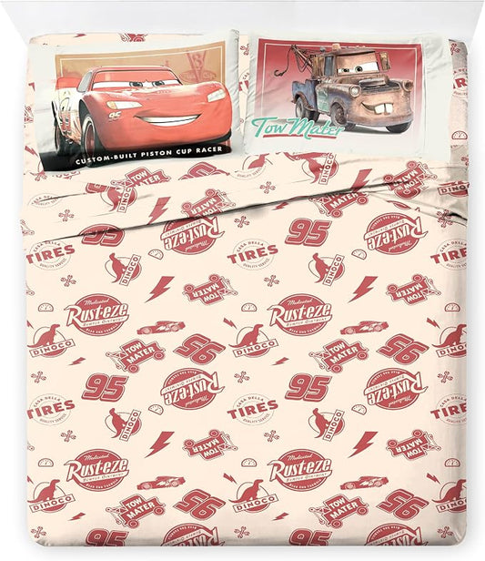 Jay Franco Kids Sheet Set with Fitted, Flat Sheets & Pillow Cover - Ultra-Soft Bedding with Pillowcase for Room Decor, Multi - Cars, 4 Piece Full by JayFranco