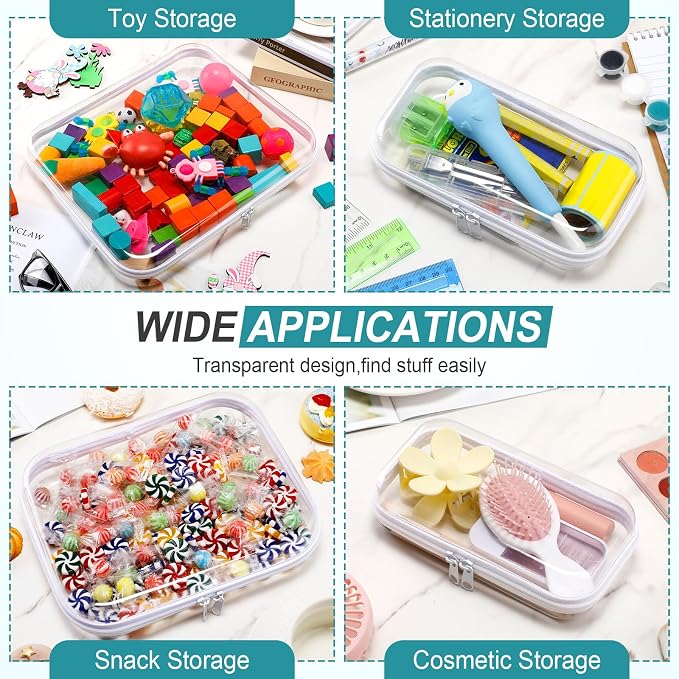 Sanwuta 6 Pcs Clear Hard Zipper Case Plastic Zipper Pouches Transparent Makeup Bag Pencil Case Pouches Toiletry Diaper Bag for Travel Toy Storage Organizer Bins(Clear,Three Sizes) - Image 6