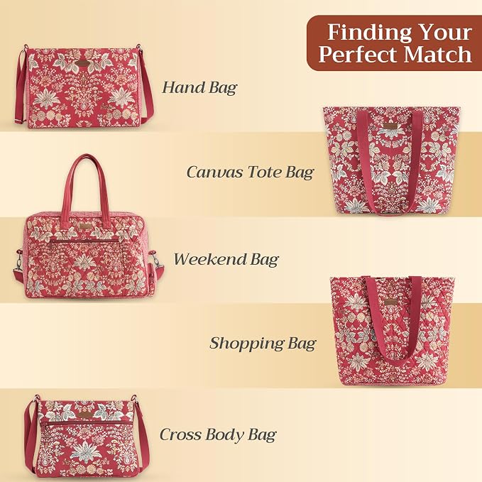Maison d' Hermine Backpack for Women Men Cotton Shoulder Multipurpose Rucksack with Small Pouch Lightweight Multi Pocket Bag for Travel Work Beach Perfect for Spring Summer (Marquise - Red) - Image 8