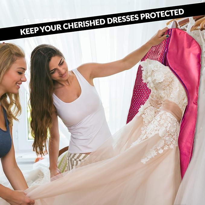 Luxury On the Go Long Formal Dress Bag – 54" Hanging Garment Bag for Dresses, Prom & Bridesmaid– Long Garment Bags for Hanging Clothes Lightweight & Tear-Resistant with Clear ID Window – 5 Pack - Image 7