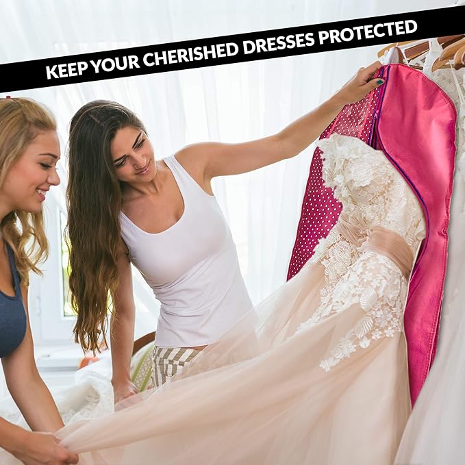 Luxury On the Go Long Formal Dress Bag – 54" Hanging Garment Bag for Dresses, Prom & Bridesmaid– Long Garment Bags for Hanging Clothes Lightweight & Tear-Resistant with Clear ID Window – 5 Pack - Image 7