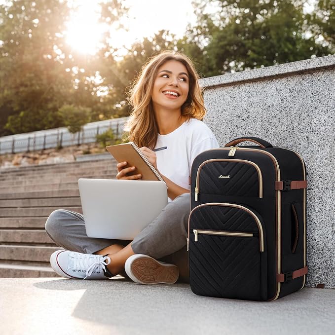 LOVEVOOK Travel Backpack Carry on Flight Approved 40L,Waterproof TSA Travel Essentials Personal Item Backpack for Women Men,Large Carry on Luggage Suitcase Travel Bag for Airplane with 3 Packing Cubes - Image 2