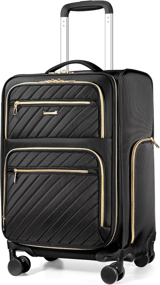 LUGGEX Carry On Luggage with Wheels, UDK Expandable Lightweight Rolling Suitcase, Soft Sided Carry On Suitcase for Weekend Trip (UX-Core, Black, 21 Inch) by LUGGEXLUGGAGE