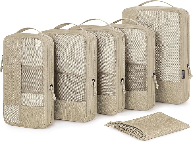 BAGSMART Compression Packing Cubes for Travel, 6 Set Luggage Organizer Bags | Fits 20/24/28in Carry-On Suitcases, Compressible Bags Streamline Cruise Travel Essentials, Sturdy Handles, Machine Washable by BAGSMART