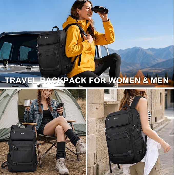 PIJUSHI Casual Travel Backpack for Women with 16" Padded Laptop Compartment | Carry On Luggage with USB Charging Port, 1680D Water-Resistant Nylon, Airline Approved, For Daily, Hiking - Image 2
