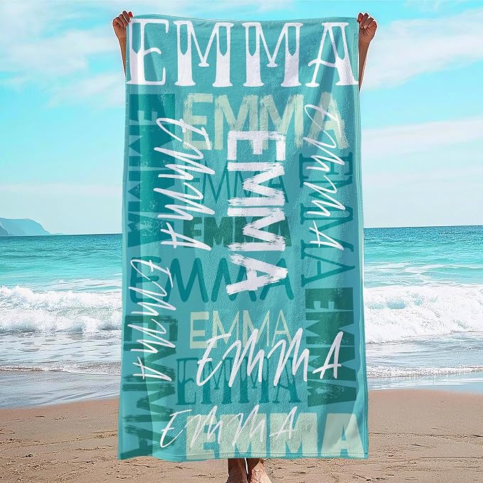 JML Personalized Beach Towel with Name, Custom Beach Towel with Name, Customized Microfiber Pool Towel, Quick Dry & Absorbent Swim Towel for Adult,Anniversary, Birthday, Summer Holiday,Vacation by JML