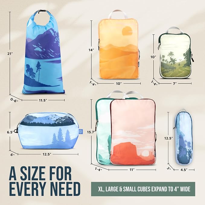 Large Compression Packing Cubes for Travel-Packing Cube Luggage Organizers 7 Piece Set for Checked Luggage-Ultralight, Expandable/Compression Bags by TRIPPED Travel Gear (Getaways) - Image 4