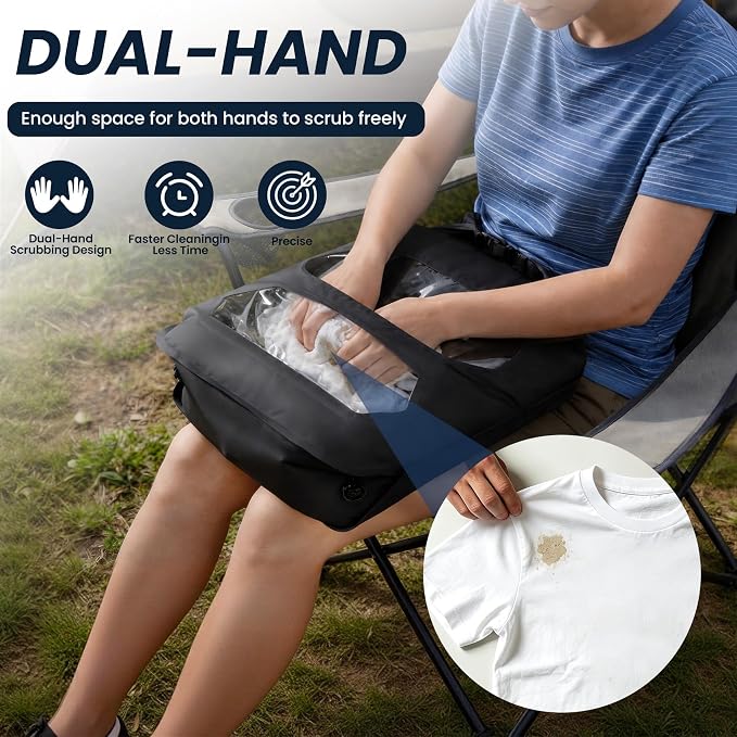 Portable Travel Washing Bag with 2-in-1 Air Valve Design | Travel Laundry Washing Bag Saves Water and Space for Camping, Cruise, Van Life, Lightweight Travel Laundry Solution - Image 2