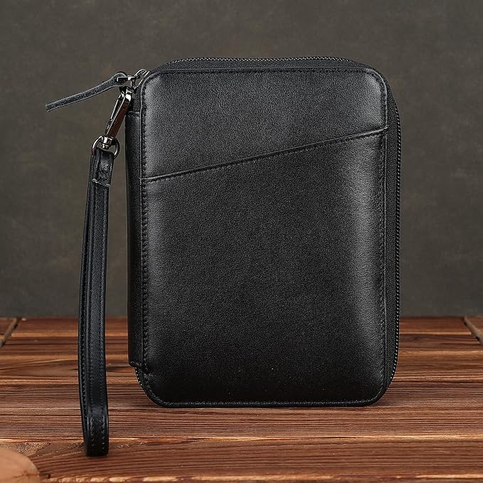 Polare Napa Leather Family Passport Wallet for 4 Passports, RFID Blocking Bifold Passport Cover Travel Document Organizer Holder (Black) - Image 6